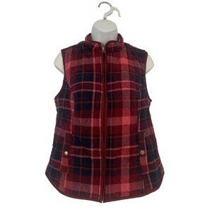 Croft & Barrow Quilted Plaid Vest With Pockets For Women Small